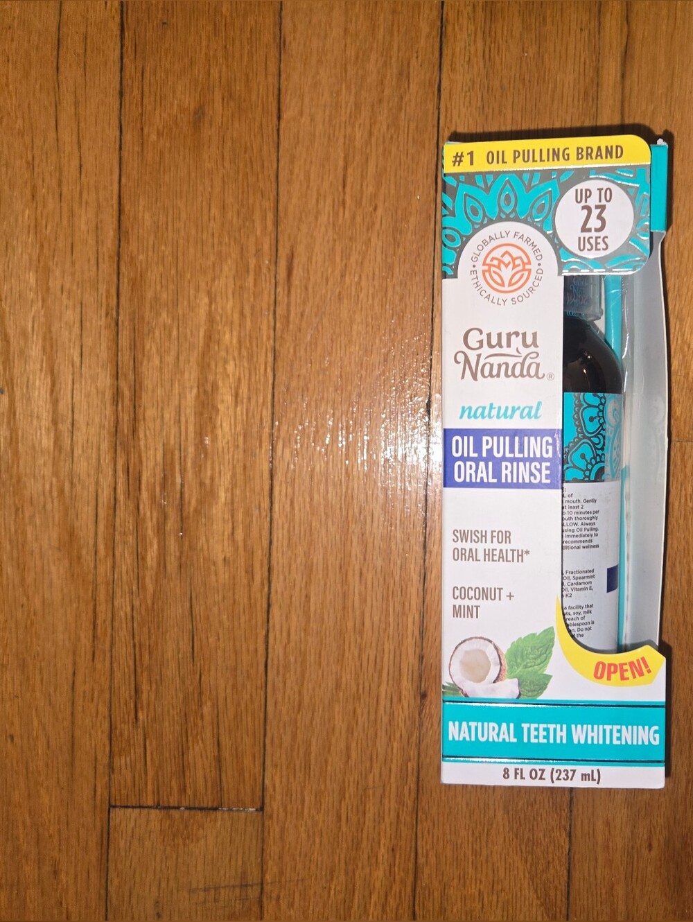 Natural Coconut Mint Oil Pulling Oral Rinse - Teal & White